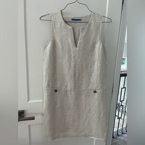 J. McLaughlin Sleeveless Linen Shift Dress in Light Beige